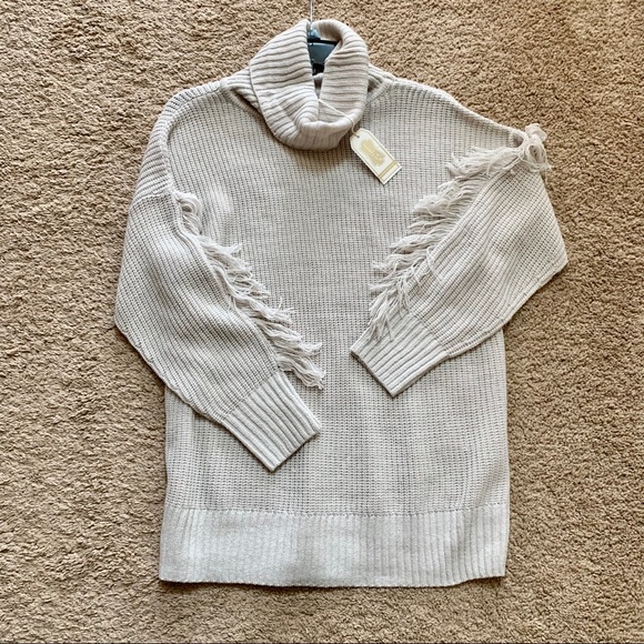 Mud Pie Sweaters - NWT Small Fringe Sleeved Sweater Ivory